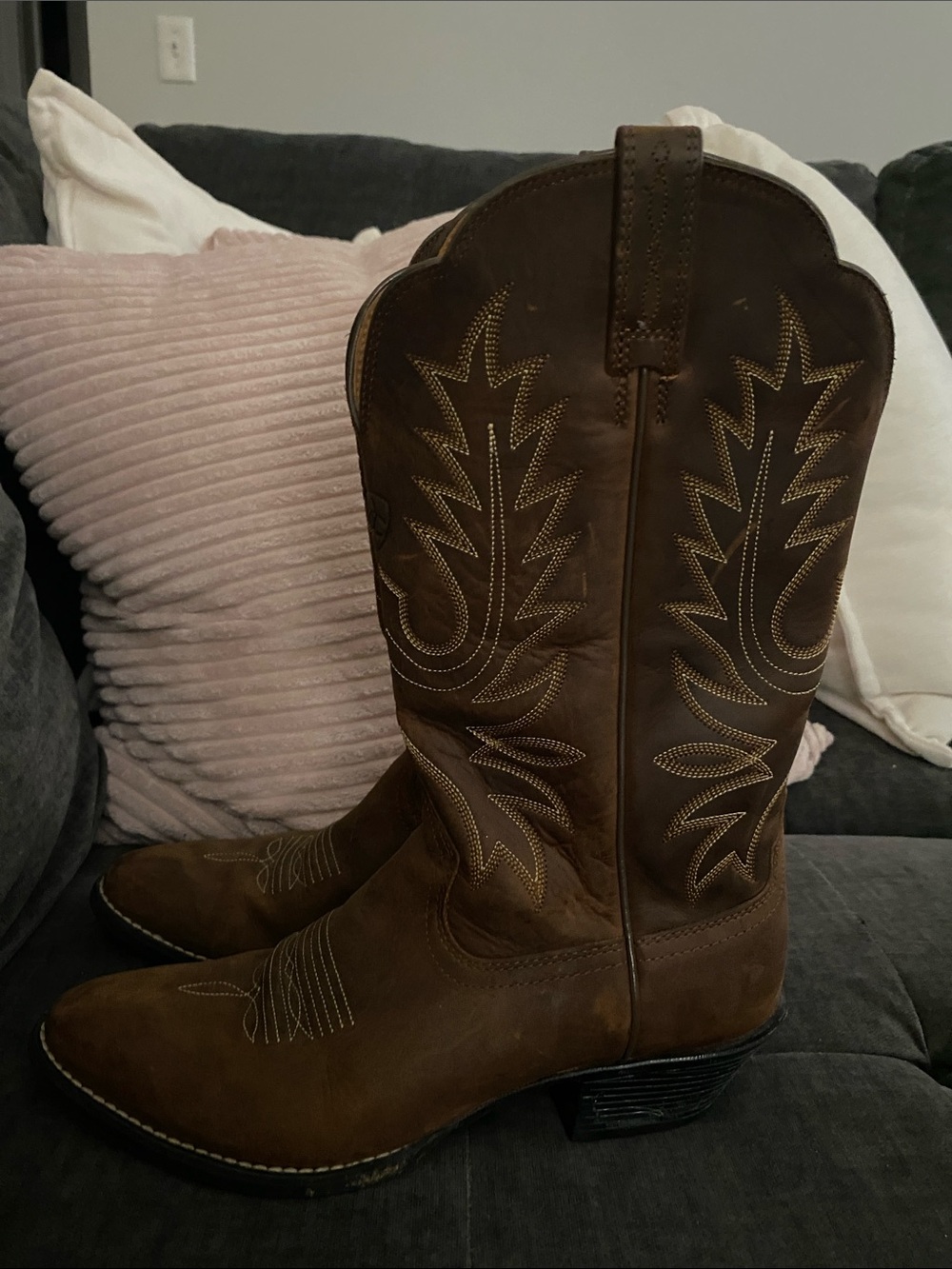 Ariat Brown Western Embroidered Leather Heeled Boots - Picture 13 of 13